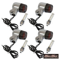 丸ミニヨーロピアンウインカー シルバー/スモーク M10×73mmアルミステー付 MM11-0076-SM-2 1セット(4個)（直送品）