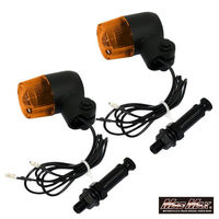 マッドマックス 丸ミニヨーロピアンウインカー ブラック/オレンジ M10×73mmアルミステー付 MM11-0077-OR 1セット(2個)（直送品）