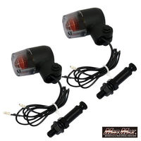 マッドマックス 丸ミニヨーロピアンウインカー ブラック/スモーク M10×73mmアルミステー付 MM11-0077-SM 1セット(2個)（直送品）