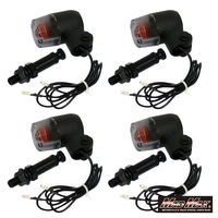 丸ミニヨーロピアンウインカー ブラック/スモーク M10×73mmアルミステー付 MM11-0077-SM-2 1セット(4個)（直送品）