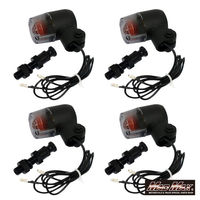 丸ミニヨーロピアンウインカー ブラック/スモーク M10×60mmアルミステー付 MM11-0078-SM-2 1セット(4個)（直送品）