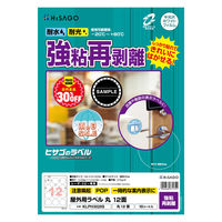 ヒサゴ 屋外用ラベル 強粘再剥離 A4 丸 12面 KLPH3020S 1袋