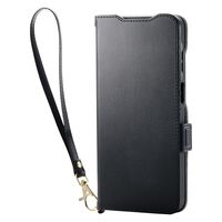 G253 ケース レザー 手帳型 衝撃吸収 落下防止ハンドストラップ付 ブラック PM-G253PLFY4BK エレコム 1個（直送品）