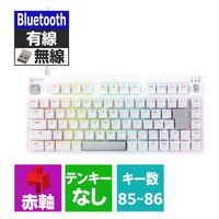 ゲーミングキーボード 有線 / 無線 / Bluetooth リニア 赤軸 ホワイト TK-VK520LLWH エレコム 1個（直送品）