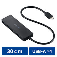USBハブ A×4ポート タイプCコネクタ USB3.2(Gen1) 薄型 30cm 黒 U3HC-H041BK エレコム 1個（直送品）