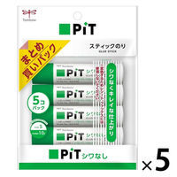 トンボ鉛筆 スティックのり シワなしピットＳ（小）HCA-518 1セット（25本：1パック（5本入）×5）