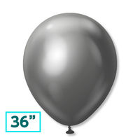 風船 宝興産 36インチ丸形ゴム風船 ミラーカラー スペースグレー