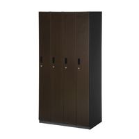 スマイル 木目調スチールロッカー 4連4人用 シリンダー錠 ダークブラウン/ブラック 幅900×奥行515×高さ1790mm 1台（取寄品）