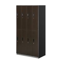 スマイル 木目調スチールロッカー 4連2段8人用 シリンダー錠 ダークブラウン/ブラック 幅900×奥行515×高さ1790mm 1台（取寄品）