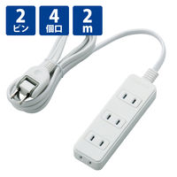 延長コード 電源タップ コンセント 2m 2ピン 4個口 スイングプラグ ホワイト T-S02-2420WH エレコム 1個
