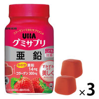 UHA味覚糖　UHAグミサプリ　亜鉛（30日分）　いちご味　1セット（1個（60粒入）×3）　ボトルタイプ　サプリメント