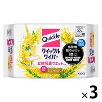 クイックルワイパー 立体吸着ウエットシート ミモザの香り 1セット（32枚入×3パック） 花王