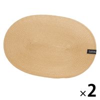 PPオーバルランチョンマット キャメル 1セット（1枚×2） LAKOLE/ラコレ