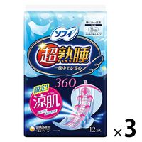 【生理用品】 ナプキン 特に多い夜用 羽つき ふんわり 36cm ソフィ超熟睡ガード涼肌 12枚 1セット（12枚×3）ユニ・チャーム