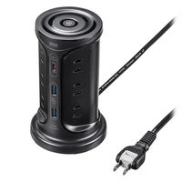 延長コード 電源タップ タワー型 2P式 USB 12個口 2m 一括スイッチ サンワサプライ TAP-B112C1A2BK 1個