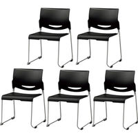 【軒先渡し】SANKEI CM26 スタッキングチェア 背座樹脂タイプ ヌードブラック CM26-MS(BK) 1セット(5脚入)（直送品）