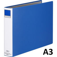 アスクル　パイプ式ファイル 両開き　ベーシックカラースーパー（2穴）A3ヨコ　とじ厚50mm背幅66mm　ブルー　 オリジナル（わけあり品）