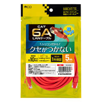 ナカバヤシ カテゴリー6A　柔らかシリコンLANケーブル　レッド　5m C6AーSL050R 1個