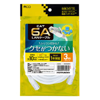 ナカバヤシ カテゴリー6A　柔らかシリコンLANケーブル　ホワイト　3m C6AーSL030W 1個