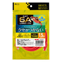 ナカバヤシ カテゴリー6A　柔らかシリコンLANケーブル　レッド　1.5m C6AーSL015R 1個