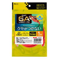 ナカバヤシ カテゴリー6A　柔らかシリコンLANケーブル　レッド　1m C6AーSL010R 1個