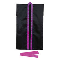 アーテック ソフトサテンロングハッピ Ｊ 黒／紫襟（ハチマキ付） 18433 1枚