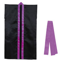アーテック ソフトサテンロングハッピ Ｌ 黒／紫襟（ハチマキ付） 18451 1個