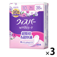 ウィスパー 1枚2役Wガード おりもの＆水分ケア さわやかな香り 10cc 19cm 1セット（38枚入×3個） P＆G 尿漏れ