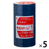 ニチバン　セロテープ　着色　18mm×35m　青　CT4304ー18　1セット（1パック（10巻入）×5）
