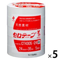 ニチバン　セロテープ　着色　24mm×35m　白　CT4305ー24　1セット（1パック（5巻入）×5）