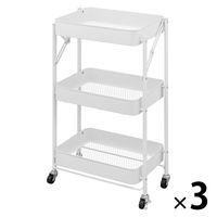 アイリスオーヤマ 組立簡単スチールワゴン　ホワイト　 KKSWー3 1セット（3台）