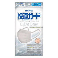 白元アース 快適ガードマスク ふつうサイズ ライトグレー 使い捨て　不織布　プリーツマスク 1袋（7枚入）