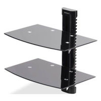 壁掛けAVラック 2段タイプ 耐荷重各7kg 強化ガラス 高さ調整可能 2B-WALL-MOUNT-SHELF 1個（直送品）