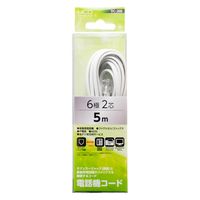 ナカバヤシ 6極2芯　電話機コード　5m　ホワイト DCー205/WH 1本