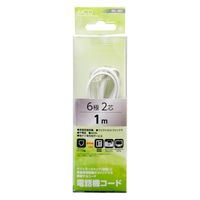ナカバヤシ 6極2芯　電話機コード　1m　ホワイト DCー201/WH 1本