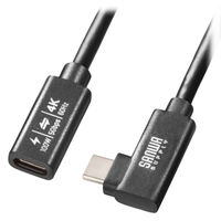 サンワサプライ USB5Gbps TypeーC延長ケーブル（L型・PD100W・0.5m） KUー5GCCP100ENL05 1本