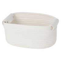 ロープ&フェイクレザーバスケット(M) アイボリー LAKOLE/ラコレ