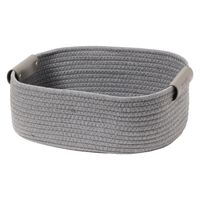 【LAKOLE/ラコレ】 ロープ&フェイクレザーバスケット（L）