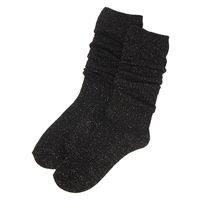 レディース ロングラメルーズソックス ブラック 23～25cm LAKOLE/ラコレ