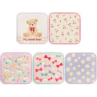 プチタオル 　ハーティー　 PO457410　1セット5組（25枚：柄違い5種×各5枚）