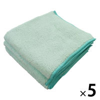 マイクロファイバーシェリーカラー　ウォッシュタオル　グリーン WO490704　1セット15枚（3枚×5）
