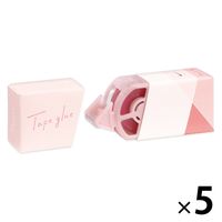 プラス 紙ケース入りテープのり パスティ しっかり貼れる 使いきり ピンク 54563 1セット（1個×5）
