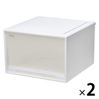 【小物収納】天馬　フィッツケース 45ー45L 　ホワイト/クリア　幅45.0×奥行45.0×高さ30.0cm　1セット（1個×2）