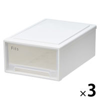 【小物収納】天馬　フィッツケース 36ー25 　ホワイト/クリア　幅25.7×奥行36.9×高さ14.6cm　1セット（1個×3）