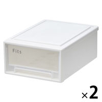 【小物収納】天馬　フィッツケース 30ー22 　ホワイト/クリア　幅22.4×奥行30.7×高さ12.4cm　1セット（1個×2）