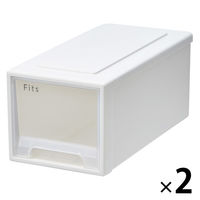 【小物収納】天馬　フィッツケース 45ー22 　ホワイト/クリア　幅22.5×奥行45.0×高さ20.0cm　1セット（1個×2）
