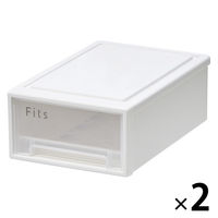 【小物収納】天馬　フィッツケース 27ー18 　ホワイト/クリア　幅18.4×奥行27.2×高さ10.2cm　1セット（1個×2）