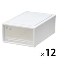 【小物収納】天馬　フィッツケース 36ー25 　ホワイト/クリア　幅25.7×奥行36.9×高さ14.6cm　1セット（1個×12）