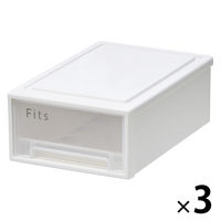 【小物収納】天馬　フィッツケース 27ー18 　ホワイト/クリア　幅18.4×奥行27.2×高さ10.2cm　1セット（1個×3）