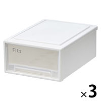 【小物収納】天馬　フィッツケース 30ー22 　ホワイト/クリア　幅22.4×奥行30.7×高さ12.4cm　1セット（1個×3）
